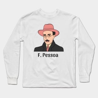 Fernando Pessoa Portrait Illustration T Shirt Design Long Sleeve T-Shirt